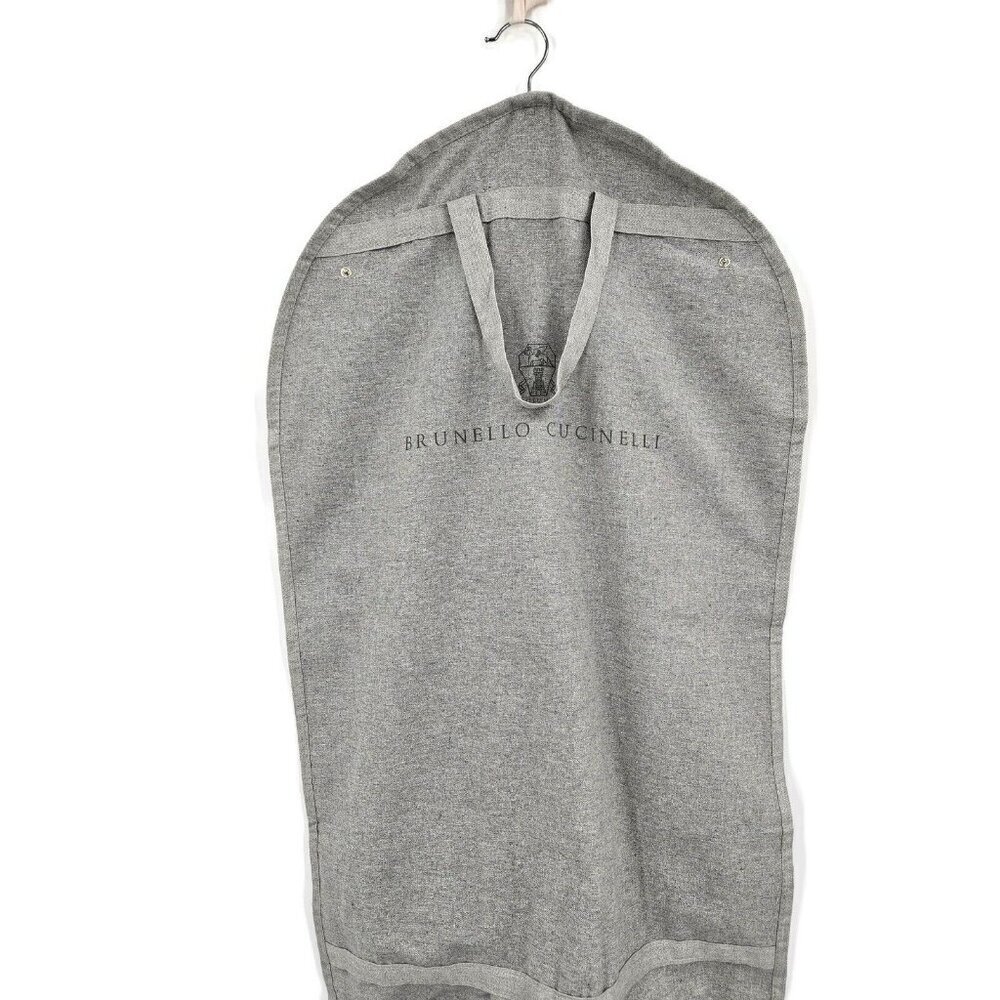 Brunello Cucinelli Grey Fabric Garment Bag 21x32 Zippered Snaps Handles